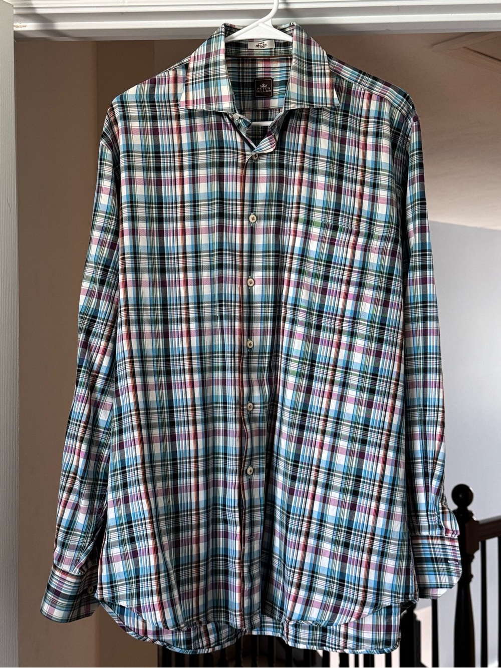 Peter Millar Men’s 100% Cotton Multi-Color Plaid Button-Up Shirt